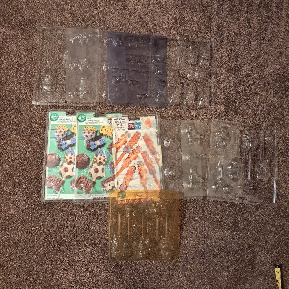 Vintage 1983 Care Bears,Wilton Pooh&Tigger 90's Plastic Candy/Choc Molds,Sports